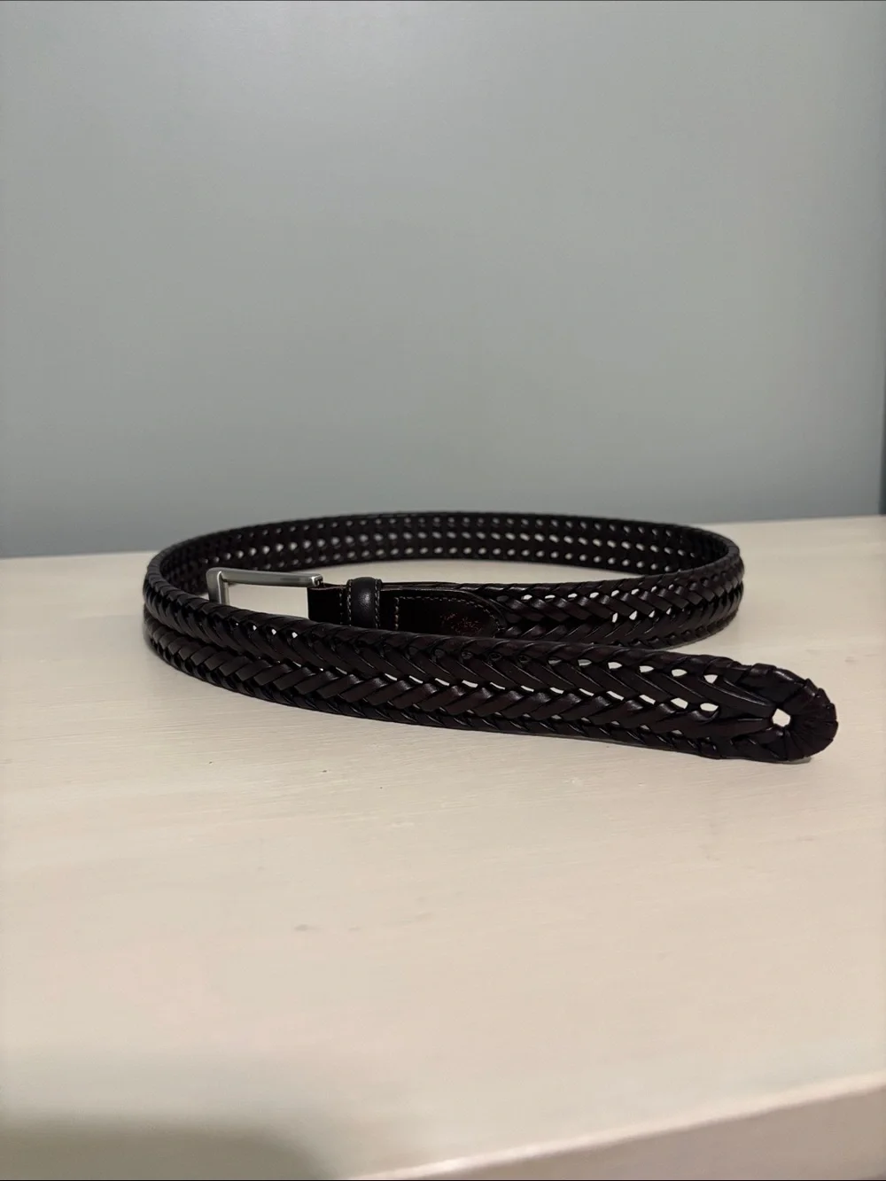 Fossil Leather Belt Brown Braided Men’s 80 32